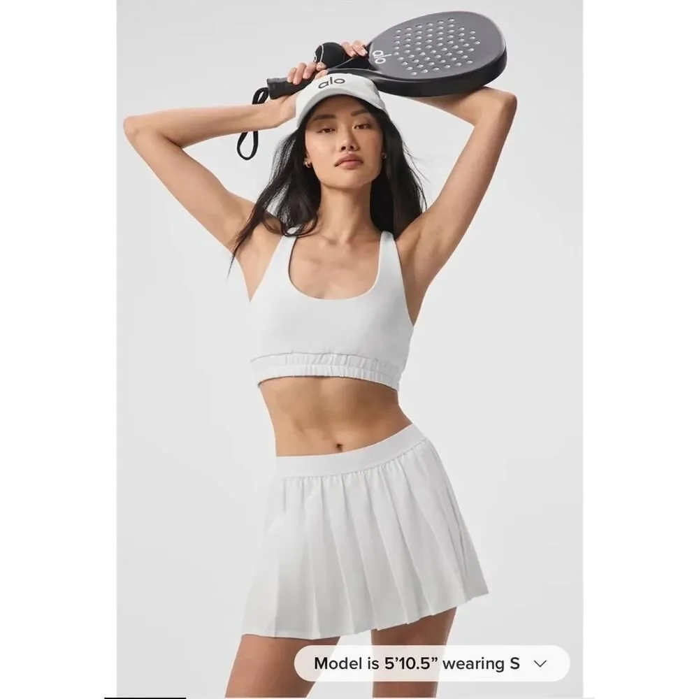 alo yoga varsity tennis skirt white Large